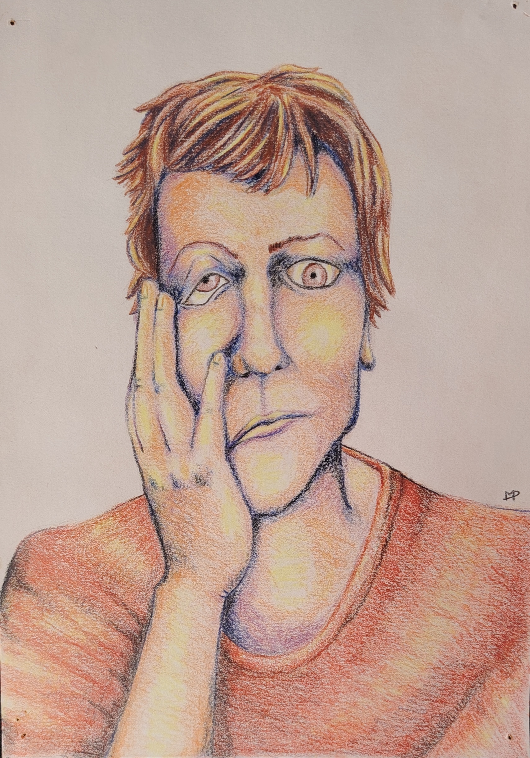portrait aux crayons de couleurs par Muriel Platero